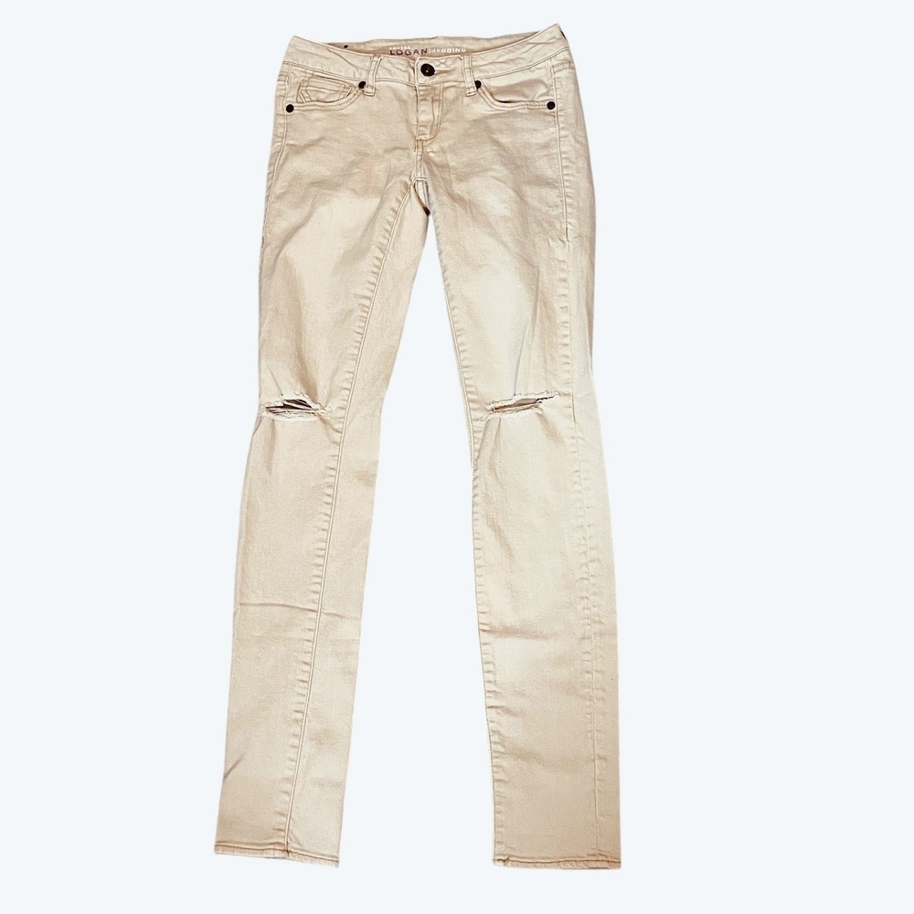 EMPYRE Logan Khaki Jegging Jeans Juniors Size 3 Distressed Ripped Skinny Denim